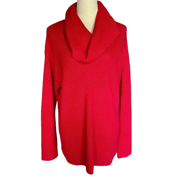 Talbots Cable Knit Cowl Neck Oversized Pullover Sweater Cotton Blend Women Sz L - Picture 1 of 8